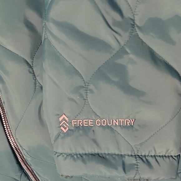 Free Country Women's Reversible Jacket Size 1X Quilted & Fleece Drawstring Hood - Picture 5 of 8